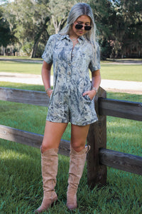 Hidden Trail Camo Denim Romper - Camouflage