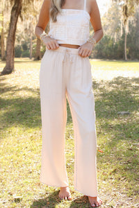 Shoreline Breeze Wide Leg Pants - Lt Khaki