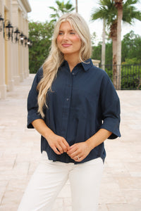A Classic Look Contrast Stripe Top - Midnight
