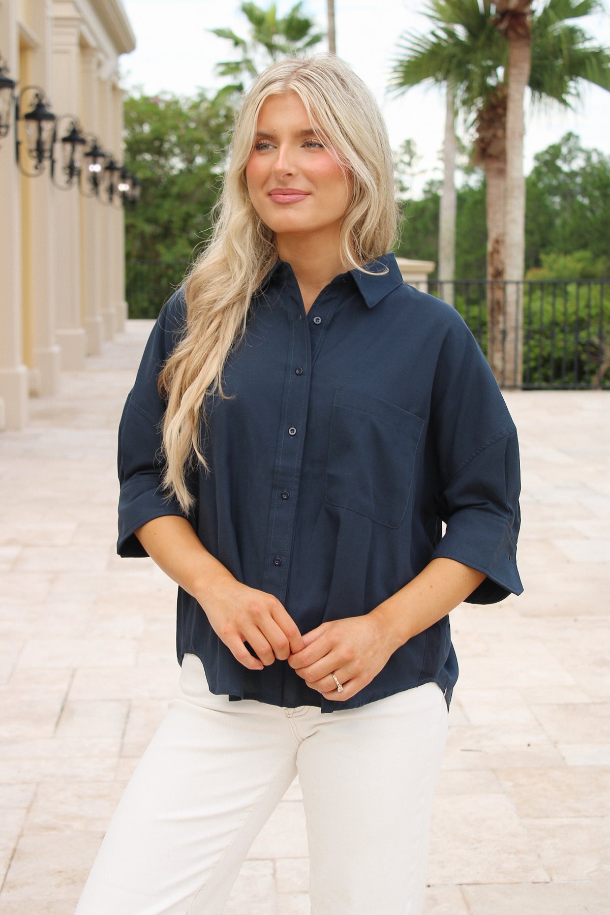 A Classic Look Contrast Stripe Top - Midnight