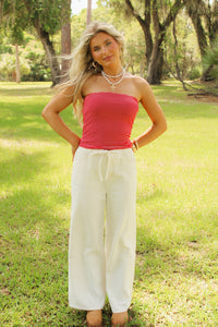 Sadie & Sage: Jukebox Knit Tube Top - Red/White