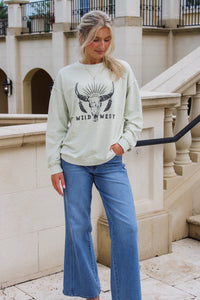 Frontier Spirit Wild West Graphic Knit Top - Oatmeal