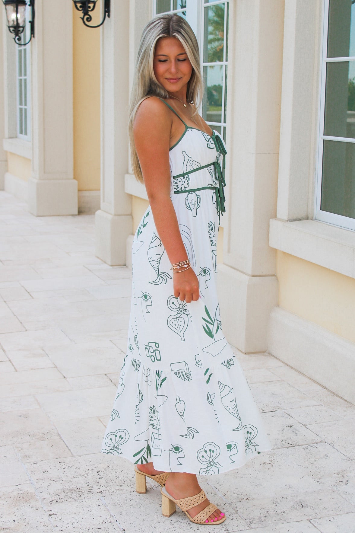 Summertime Fun Front Tie Midi Dress - Green