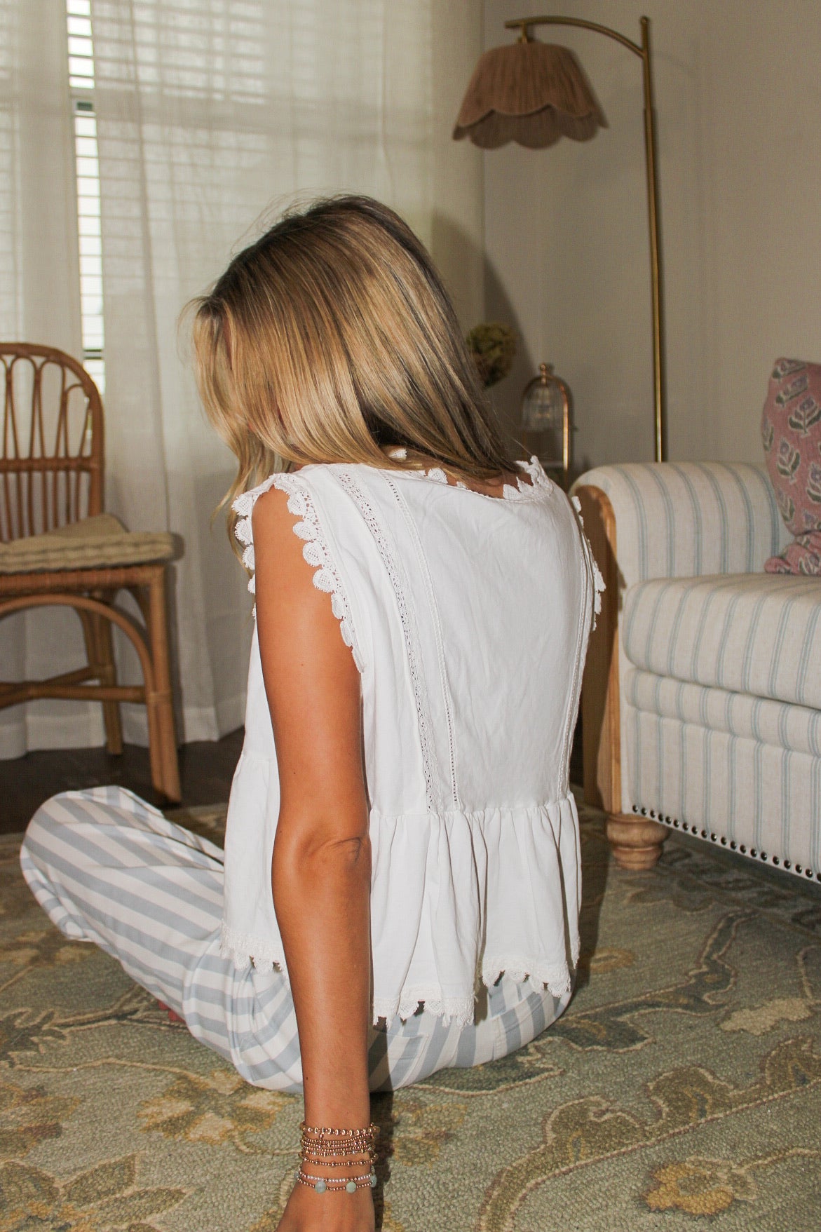 Sweet Dreams Sleeveless Lace Top - White