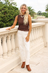 All The Details Ruched Top - Brown