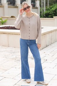 The Hadley Button Down Knit Cardigan - Lt Mocha