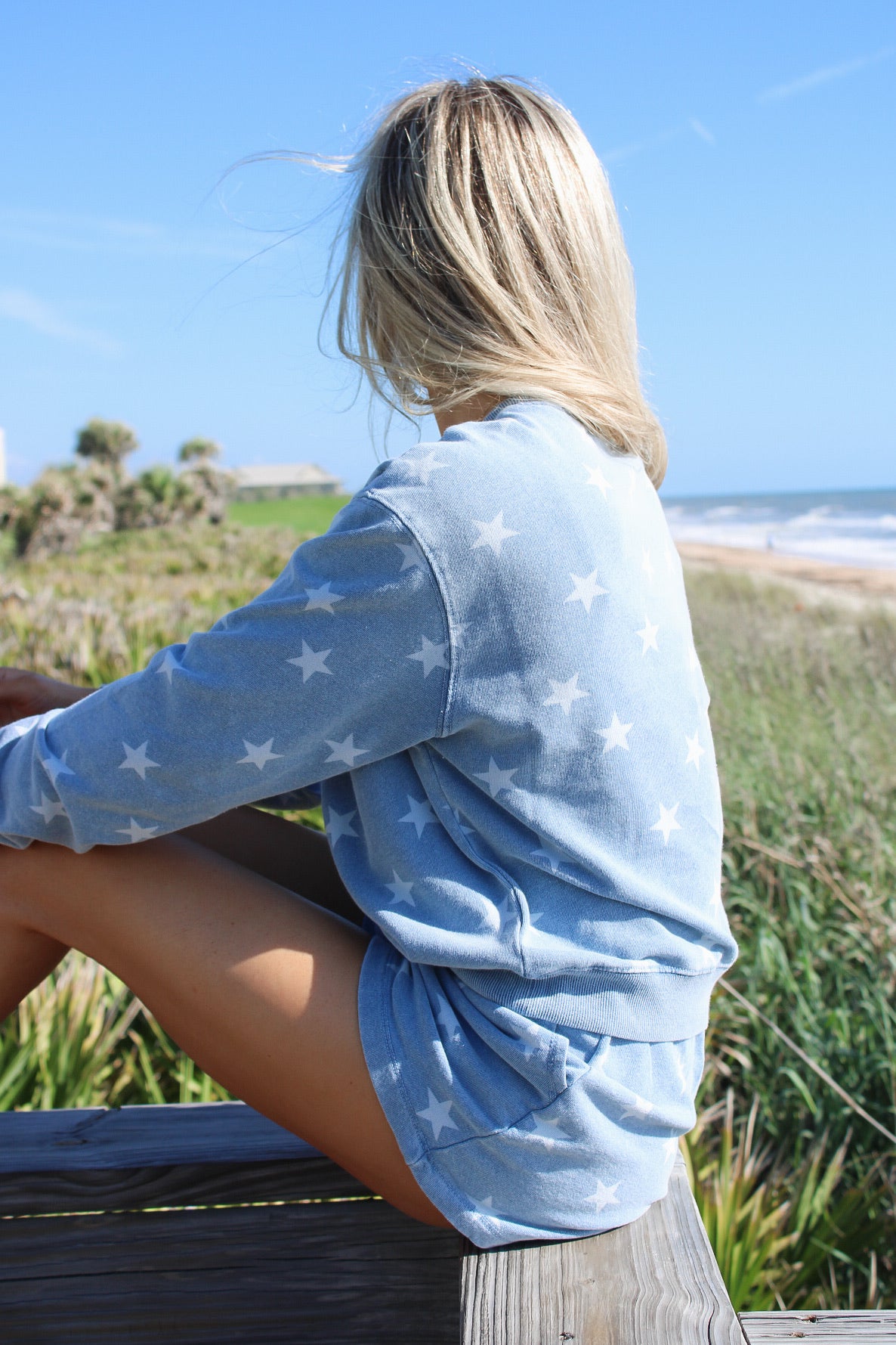 Z Supply: Written Stars Sweatshirt - Ocean Air Indigo