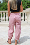 Follow My Path Cargo Jogger Pants - Vintage Rose