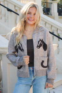 Untamed Spirit Embroidered  Sweater - Lt Brown