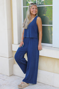 Z Supply: Solace V-Neck Jersey Denim Tank - Indigo
