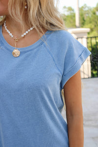 Z Supply: Tate Jersey Denim Mini Dress - Santorini Indigo