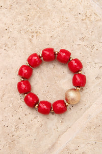 Faceted Beaded Bracelet - Red