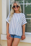 All I Need Striped Top - Ocean Blue