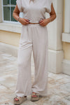 Cindy Elastic Waist Knit Pants - Oatmeal