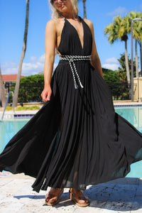 Midnight Marina Rope Tie Maxi Dress - Black