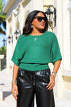 Breezy Autumns Dolman Sleeve Knit Sweater - Hunter Green
