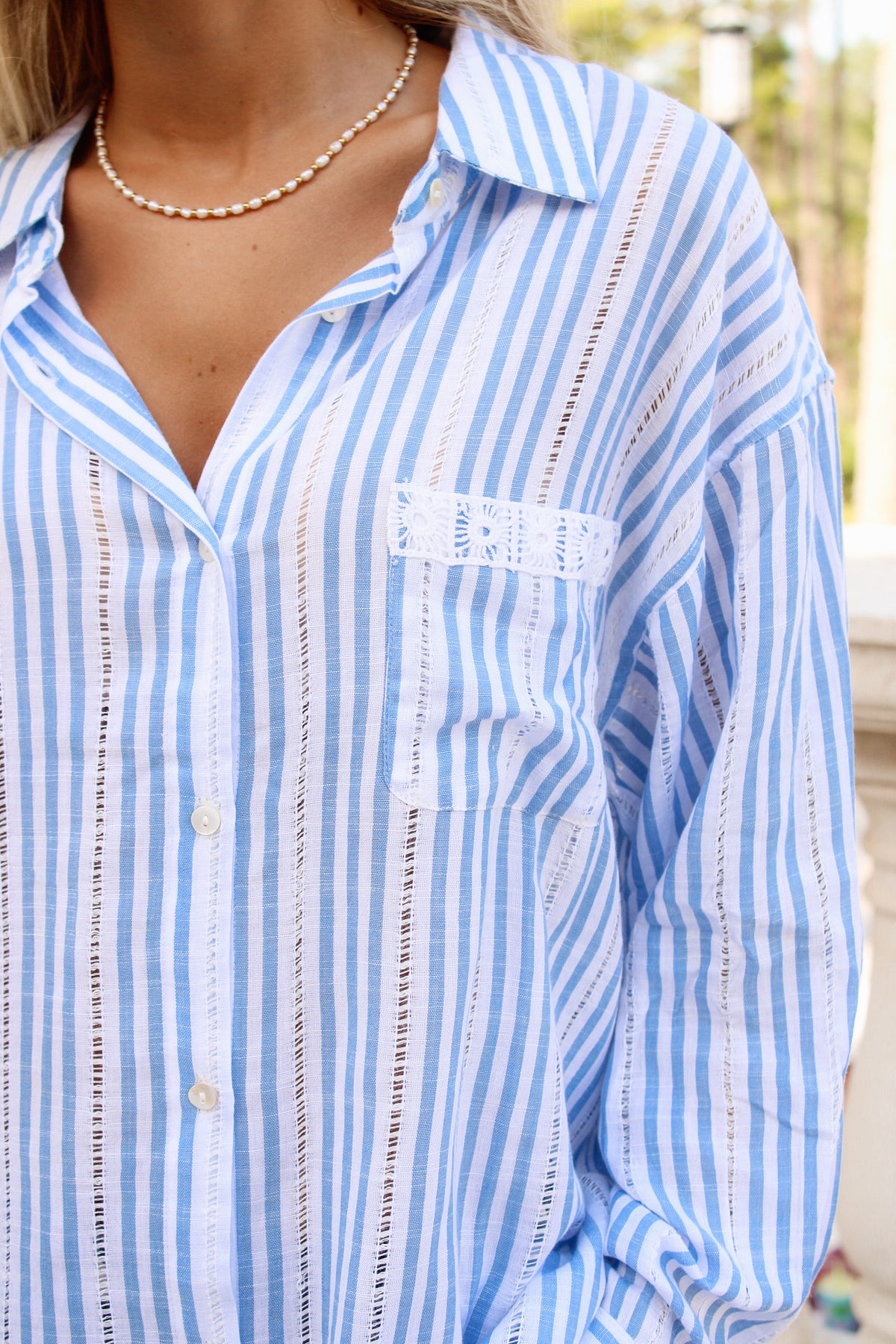 Surf Gypsy: Striped Beach Applique Shirt - Sea Salt