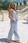 Summer Tides Striped Wide Leg Pants - Denim