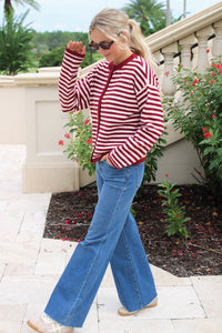 The Right Direction Striped Cardigan - Pink
