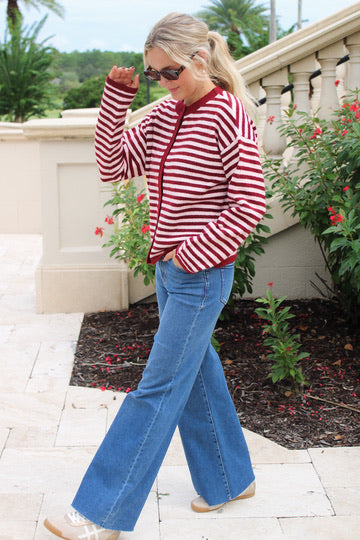 The Right Direction Striped Cardigan - Pink