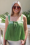 Seabreeze Sleeveless Flowy Crop Top - Green