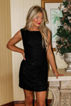 Holiday Glimmer Sequined Mini Dress - Black