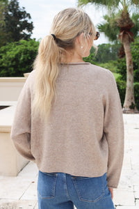 The Hadley Button Down Knit Cardigan - Lt Mocha