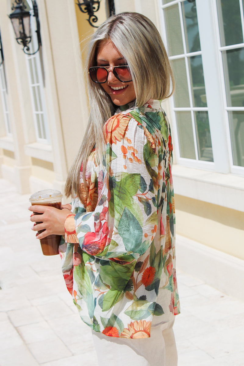 Falling For Florals Button Down Top - Multi