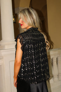 Holiday Geo Print Top - Black