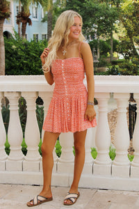 Citrus Crush Button Down Mini Dress - Orange