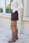 Frontier Edge Patch Pocket Mini Skirt - Rustic Brown