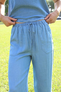 Breezy Bay Wide Leg Pants - Chambray