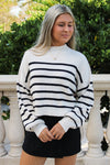Cozier Times Striped Mock Neck Sweater - Ivory
