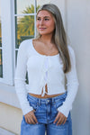 Tied Intentions Ribbed Crop Top - White