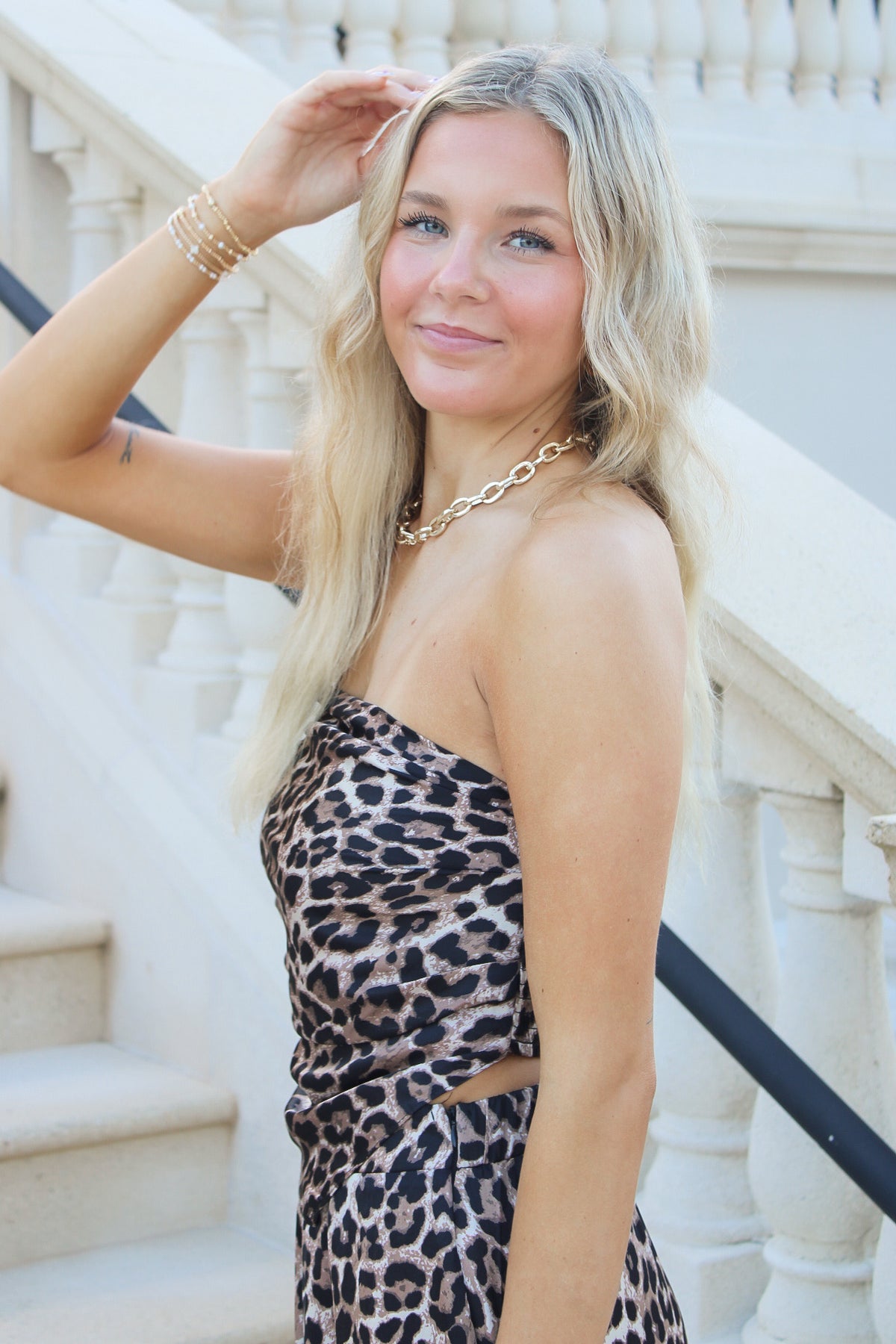 Wild Ambition Leopard Tube Top - Brown Multi