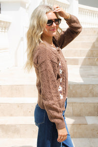 Wildflower Moment Crochet Cardigan - Mocha