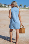 Z Supply: New Day Twill Mini Dress - Lt. Vintage Indigo