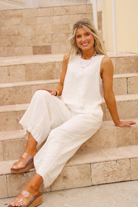 Z Supply: Sloane Linen Cropped Tank - White