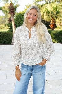 Delicate Days V-Neck Floral Top - Ivory
