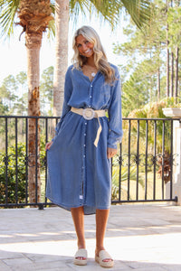 Dear John: Galina Shirt Dress - Imperial Blue