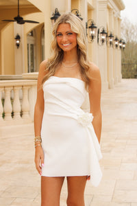 Pure Elegance Tube Top Mini Dress - White