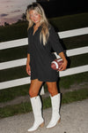 Count Me In Button Down Romper - Charcoal