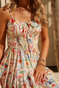 Picnic Date Sleeveless Maxi Dress - Cream Multi