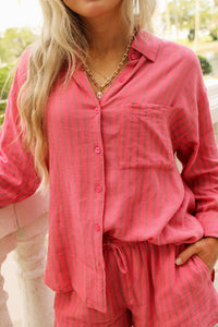 Z Supply: The Perfect Linen Stripe Button Up- Gelato