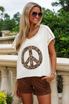 Fierce & Free Leopard Piece Sign Top - Oatmeal
