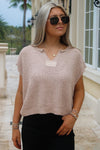Everyday Edge Notched V-Neck Sweater - Oatmeal