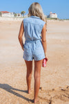 Z Supply: Dash Twill Romper - Lt. Vintage Indigo
