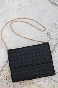 Elizabeth Woven Clutch Bag - Black