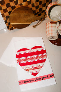 Heart I Love You Tea Towel