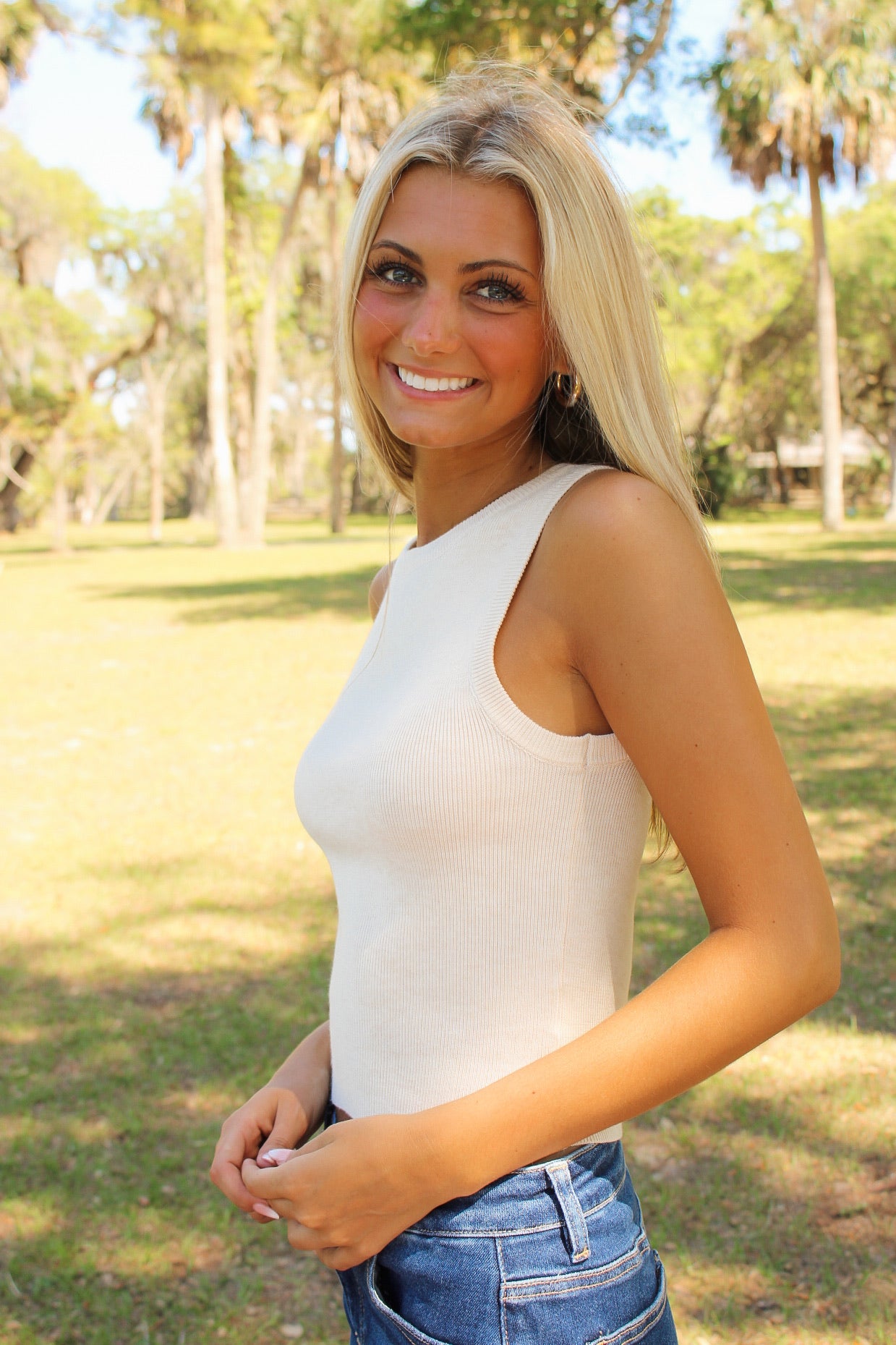 Sadie & Sage: Alexis Boatneck Sweater Tank - Cream